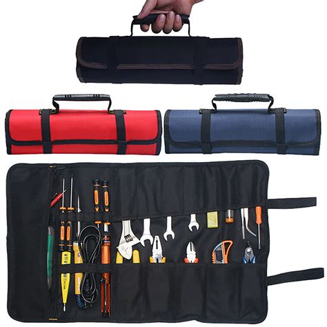 Pockets Canvas Spanner Wrench Tool Roll Up Storage Bags Organizer Pouch