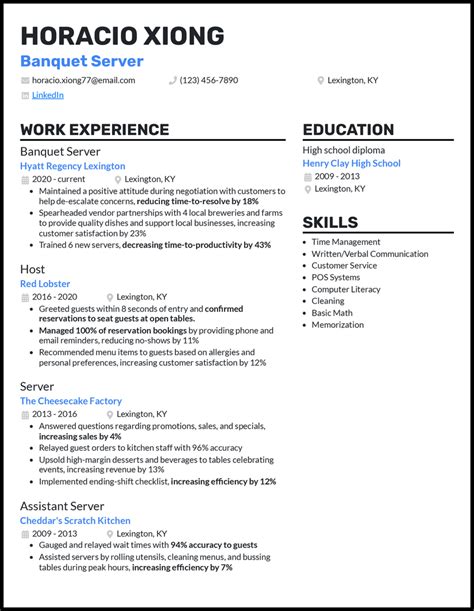 3 Banquet Server Resume Examples And Templates