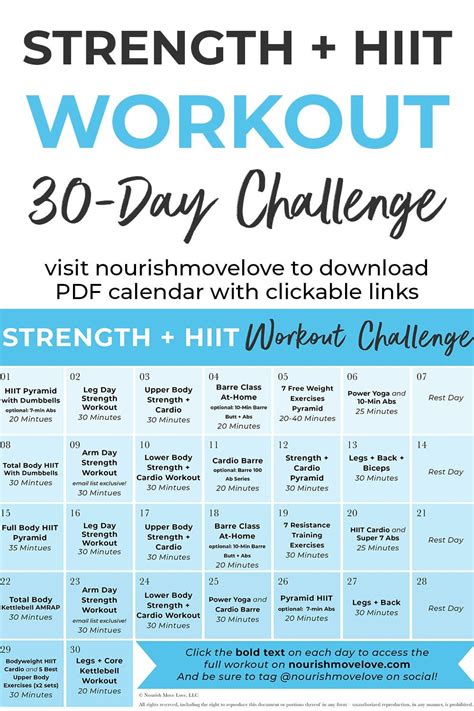 30 Day Advanced Strength Hiit Workout Plan Nourish Move Love Hiit Workout Plan 30 Day