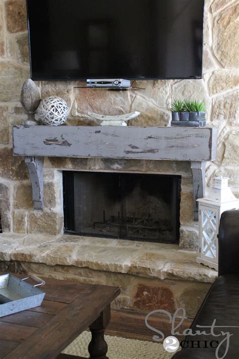 Electric fireplace with mantel will adding a beautiful looked at your room. How to Build and Hang a Mantel on a Stone Fireplace ...