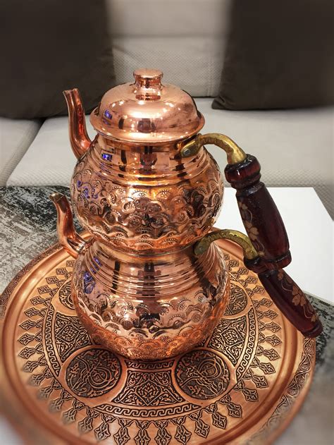 Turkish Copper Teapot With Heated Handmade Copper Kettle Etsy