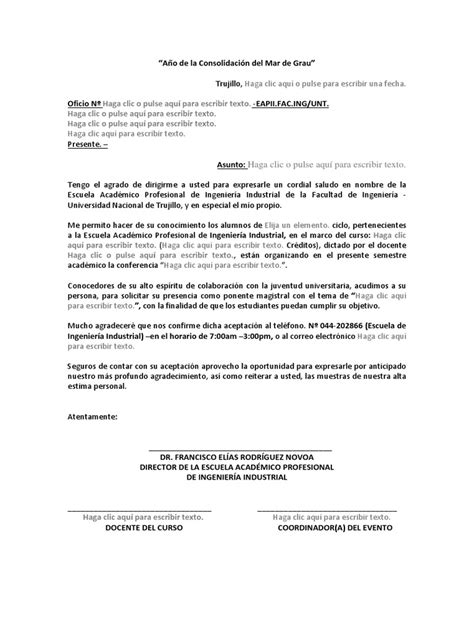 Formato De Oficio Para Invitación A Ponente Magistraldocx