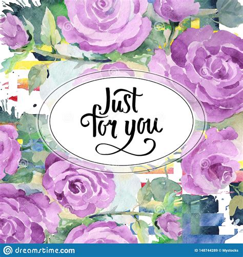 Purple Rose Bouquet Floral Botanical Flowers Watercolor Background