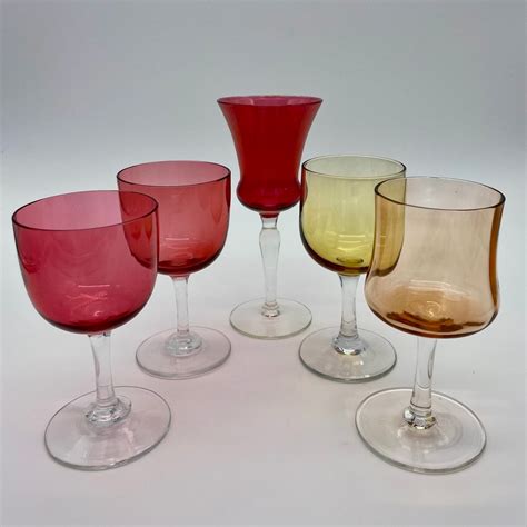 Vintage Blown Glass Wine Port Liquor Cordial Glasses Etsy