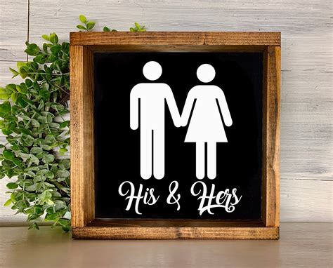 His And Hers Wood Sign Bathroom Decor Home Decor Etsy