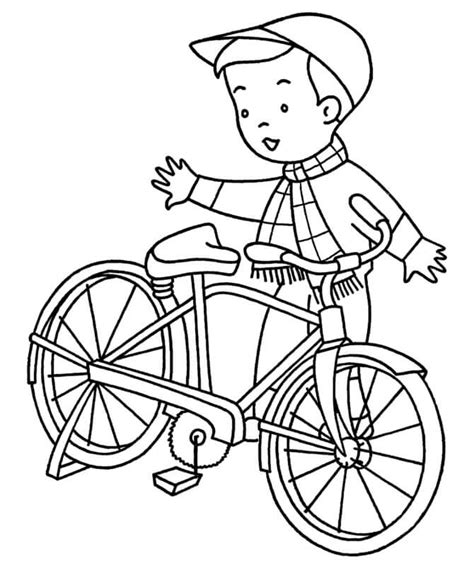 Niño Sonriente Montando Bicicleta Para Colorear Imprimir E Dibujar