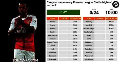 Can You Name Every Premier League Clubs Highest Paid Player Squawka