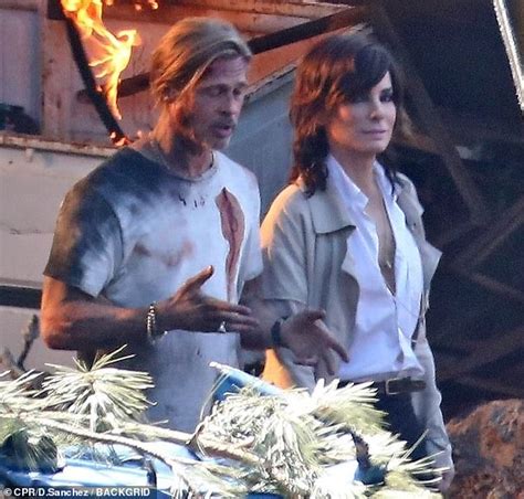 Brad Pitt And Sandra Bullock Film Fiery Crash Scene For Their Thriller