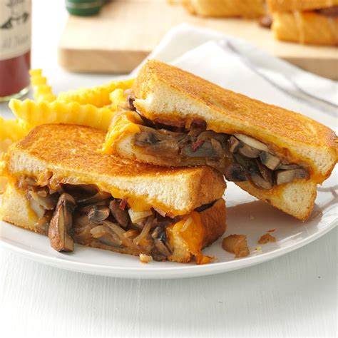 Mushroom And Onion Grilled Cheese Sandwiches Recipe Taste Of Home