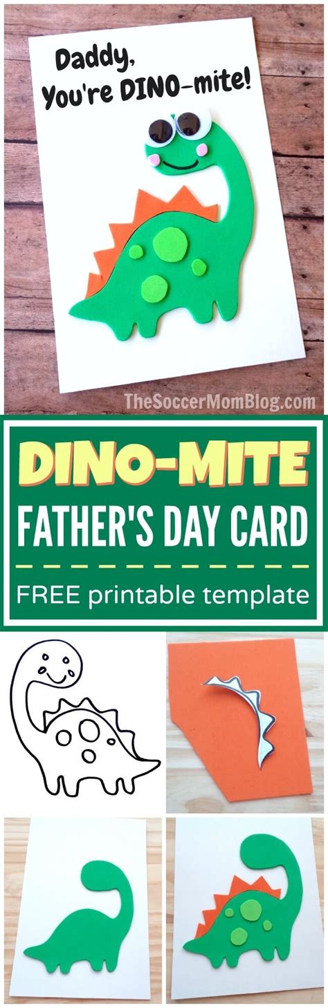 Check out our fathers day card selection for the very best in unique or custom, handmade pieces from our greeting cards shops. "Dino-Mite" Homemade Father's Day Card - The Soccer Mom Blog