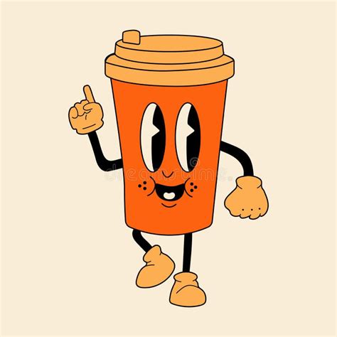 Retro Cup Of Hot Drink 30s Cartoon Mascot Character 40s 50s 60s
