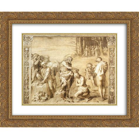 Andrea Del Sarto 2x Matted 24x20 Gold Ornate Framed Art Print Baptism Of The People Walmart
