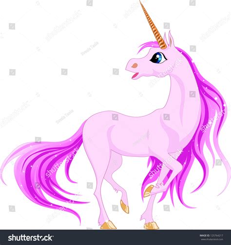Beautiful Little Baby Unicorn With Pink Hair Cartoon Cute Character