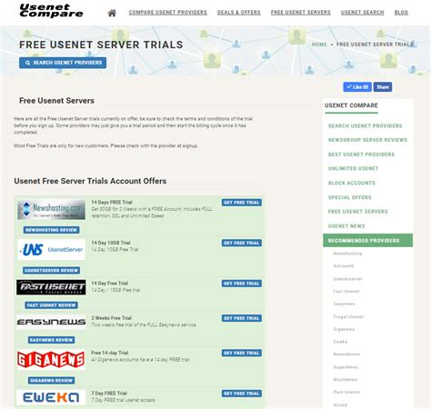 Free Usenet Server Trials Usenetcompare