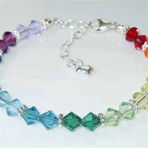 Rainbow Bracelet Crystal Bracelet Swarovski Bracelet Glass Etsy
