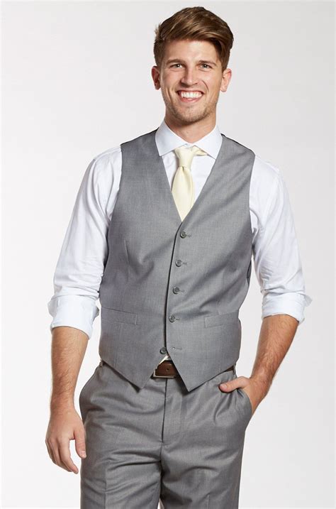 Textured Gray Vest The Groomsman Suit Mens Fashion Suits Formal