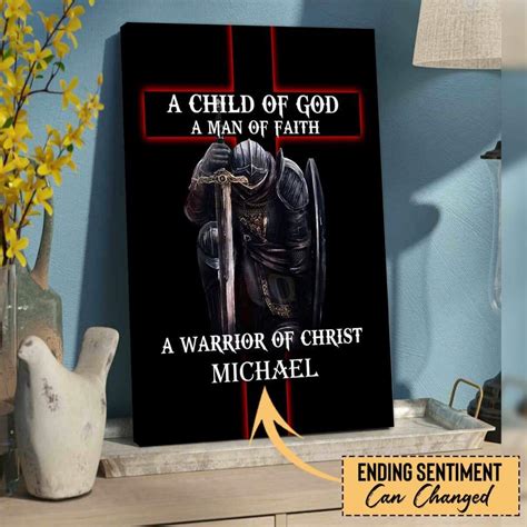 Custom Canvas Print A Child Of God Man Of Faith Warrior Of Christ Wall