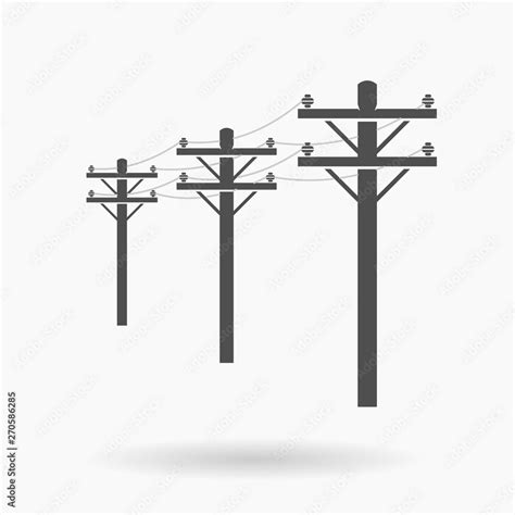 High Voltage Connected Power Lines Icon Illustration Vector Stock