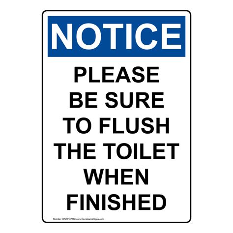 Portrait Osha Please Be Sure To Flush The Toilet Sign Onep 37168