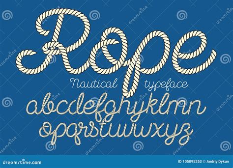 Rope Font Nautical Hand Written Letters Vector Illustration