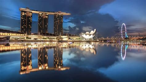 Marina Bay Sands At Night Singapore Hd Desktop Wallpaper