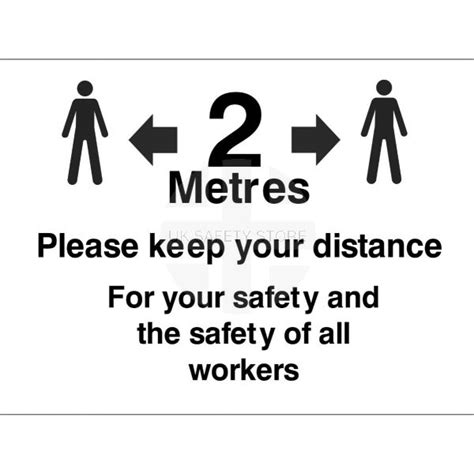 Please Keep 2 Meters Distance For Safety Of All Workers Sign