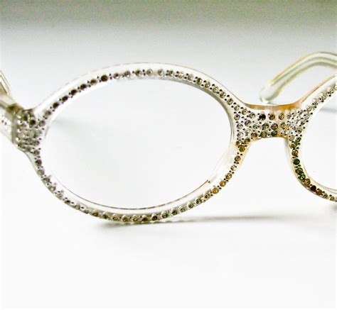 1950s Clear Plastic And Rhinestone Eyeglass Frames By Beejaykay