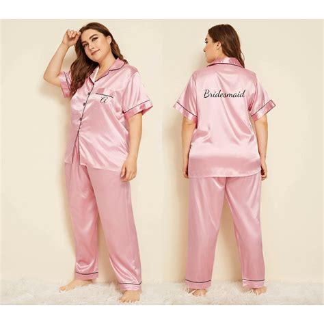 Plus Size Pajamas Bridesmaid Pjs Silk Pajamas Personalized Etsy