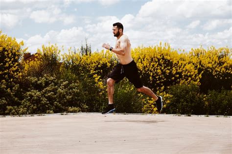 Free Photo Shirtless Male Athlete Running