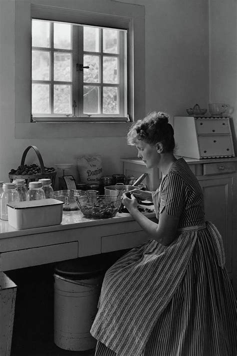 Photograph June Plat Preparing Food In Her Kitchen By Samuel H