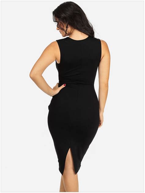 Women Cut Out Black Midi Bodycon Dress Online Store For Women Sexy