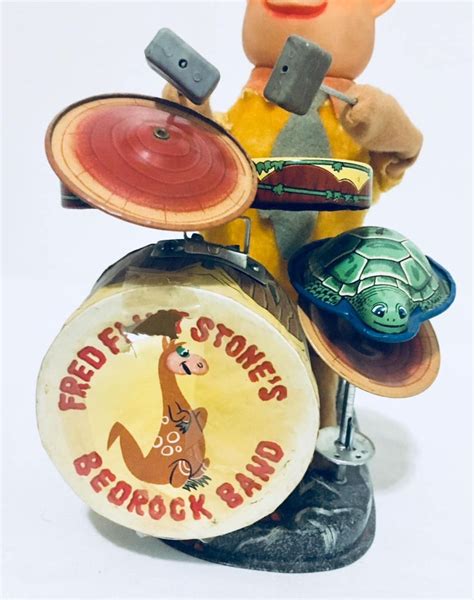 1962 Fred Flintstones Bedrock Bo Drummer Tin Toy By Alps Etsy