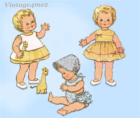 Mccalls 2468 1960s Cute 22 23 Inch Baby Doll Clothes Set Vintage Sewi