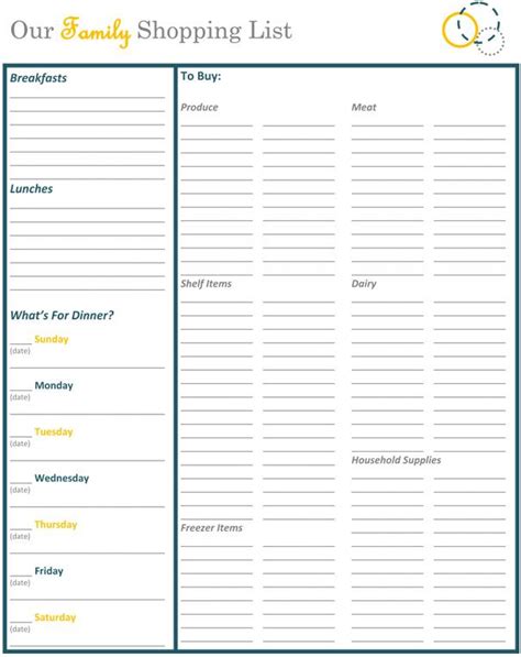 Free Printable Grocery List And Meal Planner Horizontal Printable Weekly Meal Planner Template