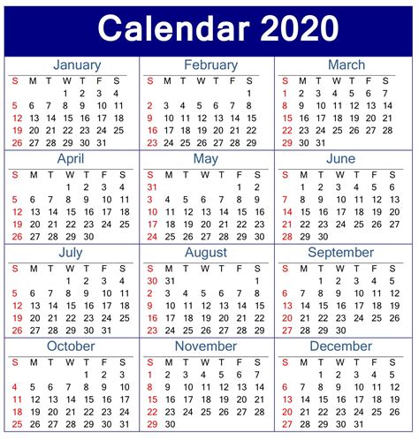 Printable 2020 Attendance Calendar Example Calendar Printable