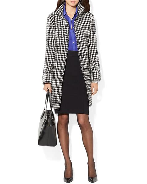 Lauren Ralph Lauren Wool Blend Houndstooth Coat Women Bloomingdales