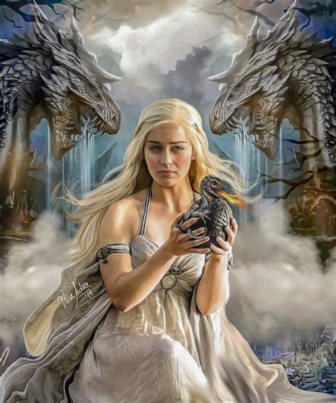 Daenerys Targaryen And Dragons Queen Of Dragons Targaryen Art Mother Of Dragons