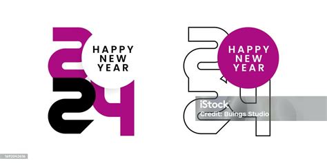 Set Template Desain Teks Logo Selamat Tahun Baru 2024 Simbol Natal 2024