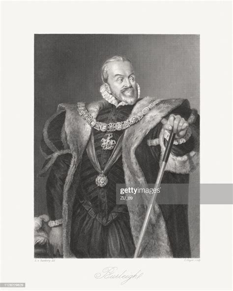 William Cecil 1st Baron Burghley English Statesman Steel Engraving High