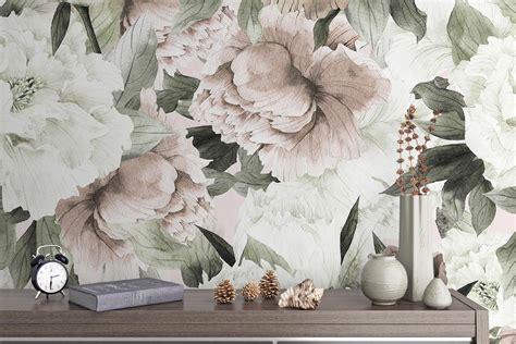 Floral Wallpaper Peel And Stick Self Adhesive Peonies Etsy Papier