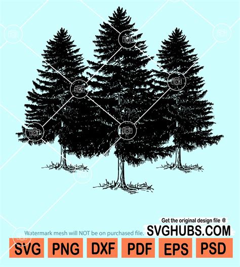 Pine Trees Silhouette Svg Tree Silhouette Svg Pine Tree Forest Svg