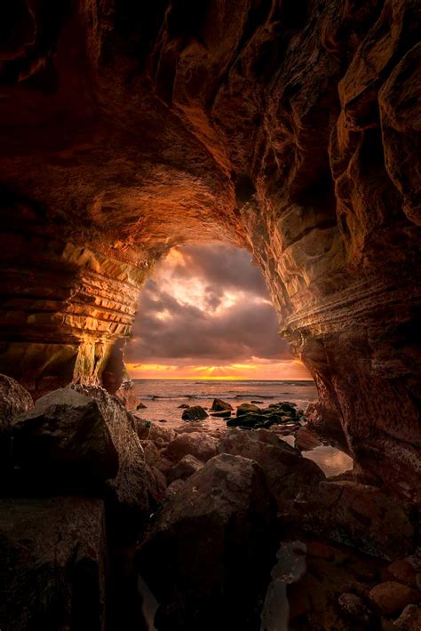 Stormy Sunset From Sea Caves Sunset Cliffs San Diego California