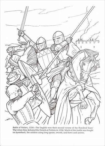 Coloring Battle Pages Books Medieval Colouring Knight
