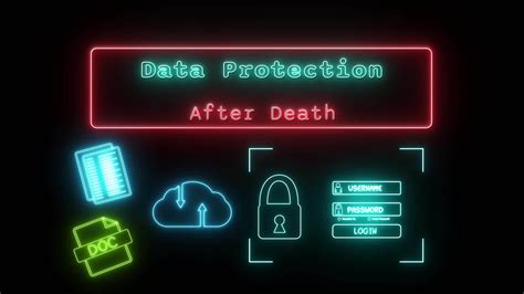Data Protection After Death Neon Green Red Fluorescent Text Animation Red Frame On Black