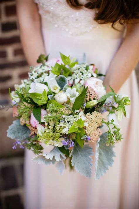 June Wedding Bouquet With Peonies Yarrow Campanula And Mountain Mint