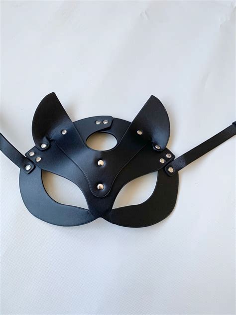Face Cat Mask Face Mask Leather Cat Mask Bdsm Mask Etsy