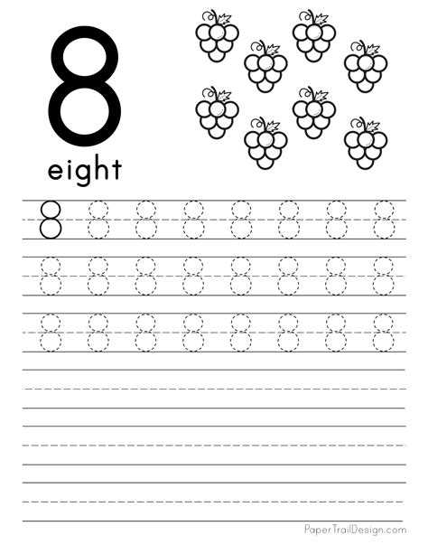 Number 8 Tracing Worksheets