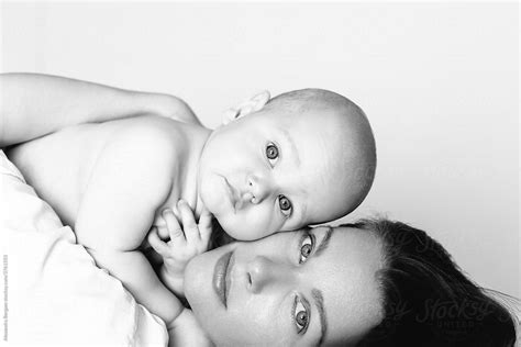 Black And White Mother And Baby Portrait By Stocksy Contributor