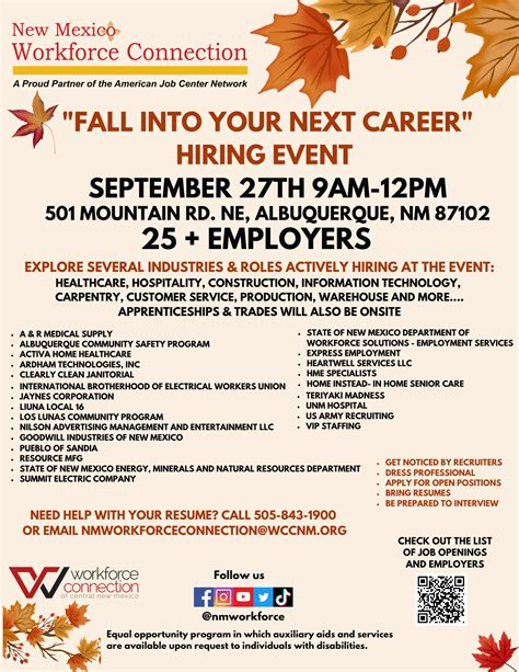 Albuquerque Hiring Event 25 Employers Workforce Connection Of