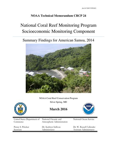 Pdf National Coral Reef Monitoring Program Socioeconomic Monitoring